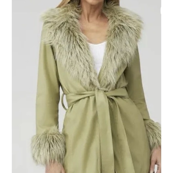 NEW Show Me Your Mumu Penny Lane Faux Leather Wrap Jacket Sage Green SIZE S - Picture 1 of 16